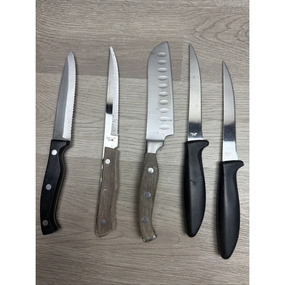 Assorted Kitchen Knife Set Lot Of 12. Farberware, Japan, Members Mark, Stanley